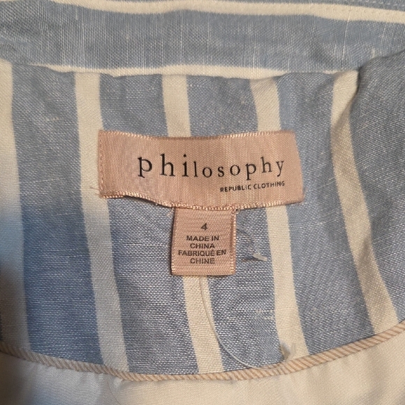 Philosophy Blue and White Striped Blazer with Notched Lapels - Picture 2 of 4